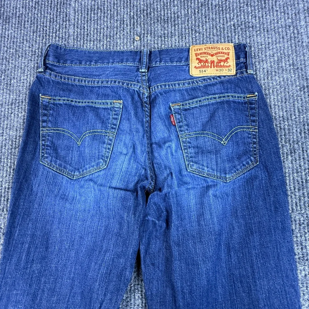 Levis 514 Mens Classic Straight Fit Dark Wash Denim Blue Jeans 30x32